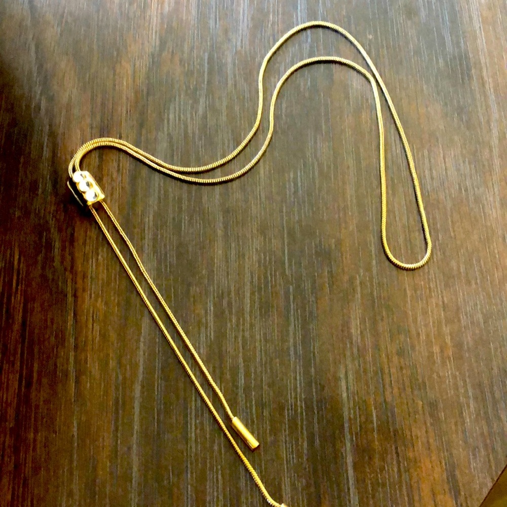 Crystal diamond slide gold necklace